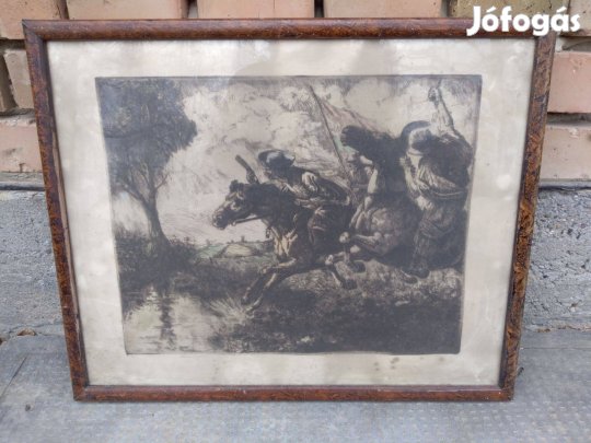 Antik lovasok rézkarc!