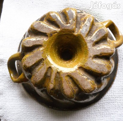 Antik mázas kerámia kuglósütő forma (füles, dekorációnak)