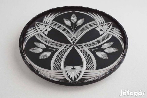 Antik mélyrubin nagyméretű kristály tálaló