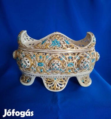Antik mesés Zsolnay  áttört kínáló! 1880!