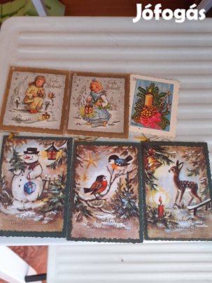 Antik mini kihajtható képeslap csomag 6 db aranyozott csillámos