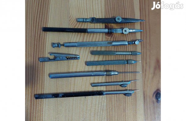 Antik műszaki kiszúrók, kihúzók, nullkörző
