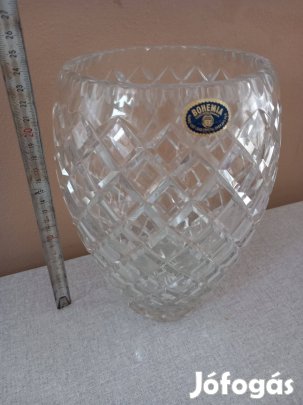 Antik nagy méretű Bohemia ólomkristály üvegváza 28cm