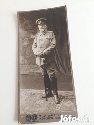 Antik német katonai kabinetfotó karddal - München - 1900 körül