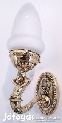 Antik női alakos réz falikar