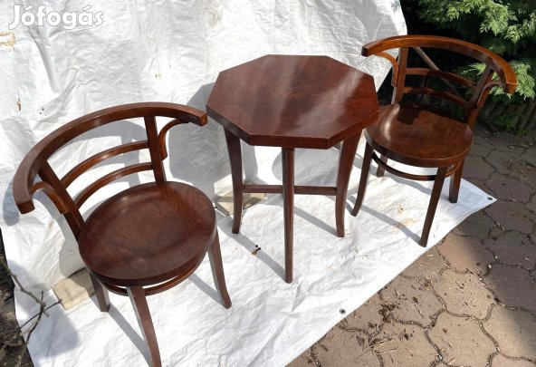 Antik nyolcszögletű intarziás dohányzó kávézós éerakó asztal szalon