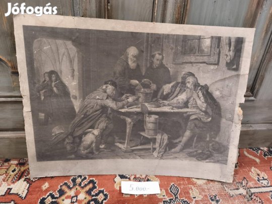 Antik nyomat, 19. századi myomat, kicsit viseltes állapotban