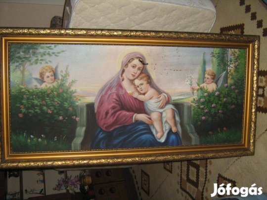 Antik olajvászon bibliai festmény kb 1940-1930 szignózva