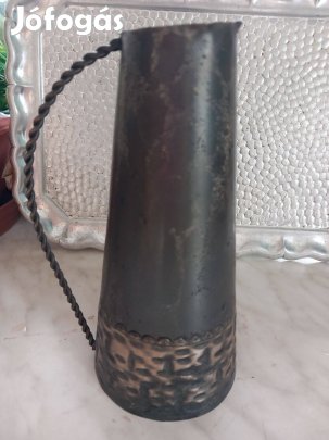 Antik ón kiöntő kancsó réz dísszel 20cm