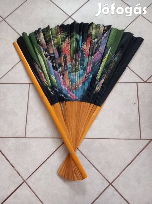 Antik óriási legyező paraván bambuszból kézi festés 90x170cm