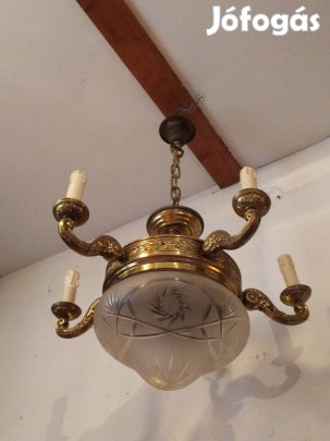 Antik ötágú réz csillár mennyezeti lámpa 