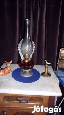 Antik petróleum lámpa, körbe kanóccal minőségi "aranyos" tartály 1936