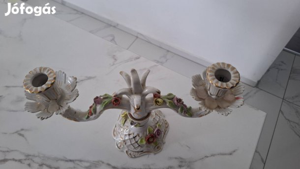 Antik porcelán gyertyatartó