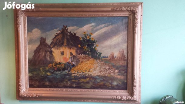 Antik régi Móré Mihály debreceni olajvászon festmény olajfestmény loft