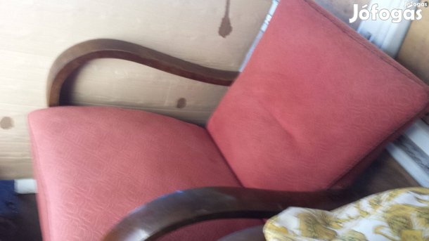 Antik régi art deco karfás fotel huzattal kitűnő szép állapotban eladó