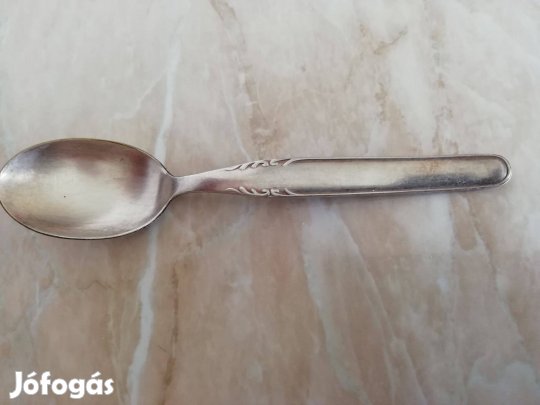 Antik régi kiskanál szép ezüstözött jelzett db