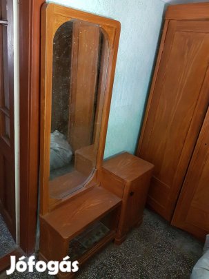 Antik régi retro tükrös szekrény, előszoba szekrény