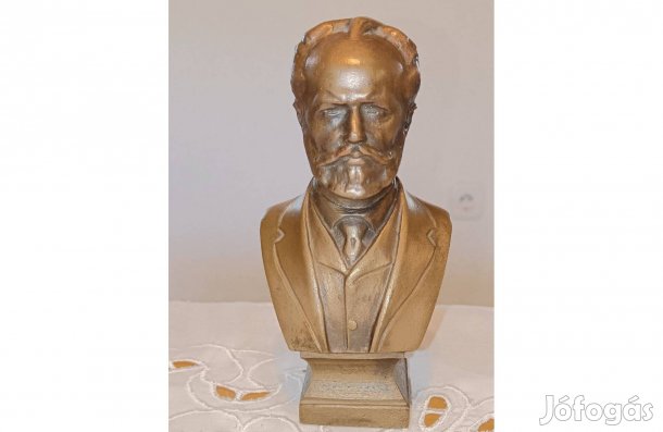Antik régi szép állapotú eredeti Csajkovszkij bronz mellszobor szobor