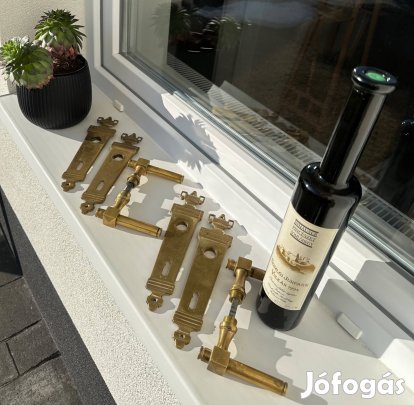 Antik réz ajtókilincs garnitúra-2 teljes szett