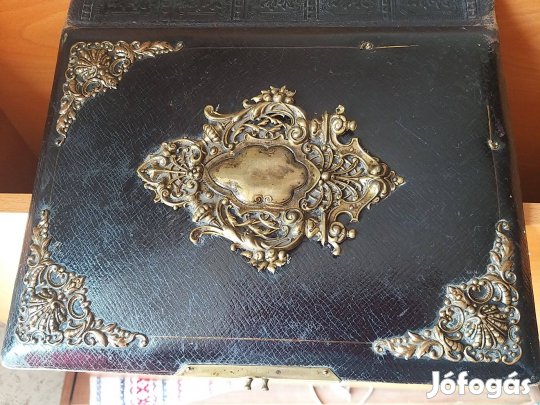 Antik réz csatos fénykép album borító 21 x 27,5 cm