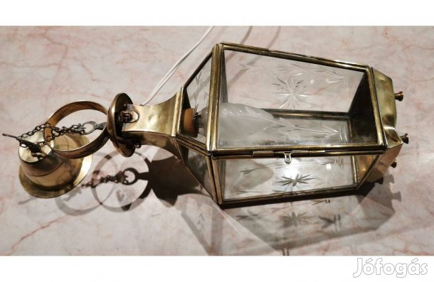 Antik réz csillár/falikar csiszolt üveggel eladó