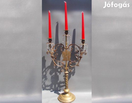 Antik réz gyertyatartó kandelláber