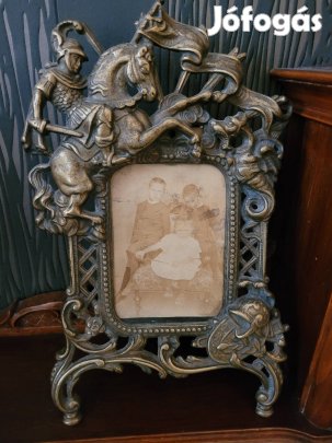 Antik réz katonai fénykép tartó 