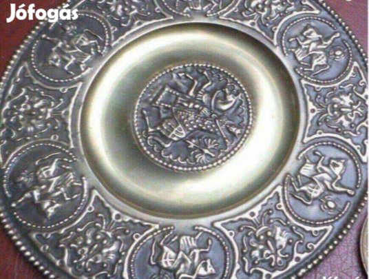 Antik réz tányér dísztányér újszerű kézműves
