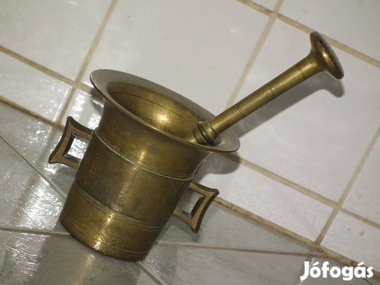 Antik rézmozsár réz mozsár törővel nr.10