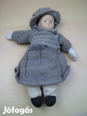 Antik rongy baba porcelán fejjel cca 1900-10 közötti