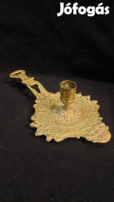 Antik sétáló réz gyertyatartó