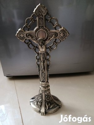 Antik stílusú, díszes asztali feszület - 39 cm