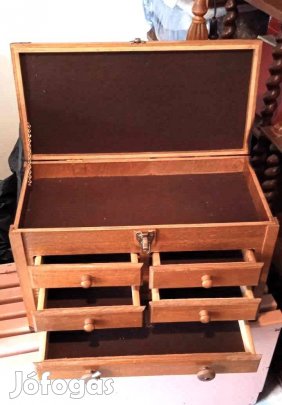 Antik szerszámosláda kiváló állapotban, 6 fiókos