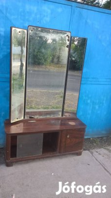 Antik tükrös szekrény kinyitható tükörrel fésülködő szekrény eladó