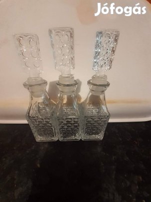 Antik üveg fűszerolajos készlet 3db-os
