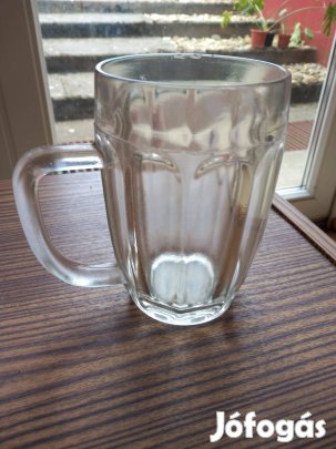 Antik üveg sörös korsó 0,3 l-es
