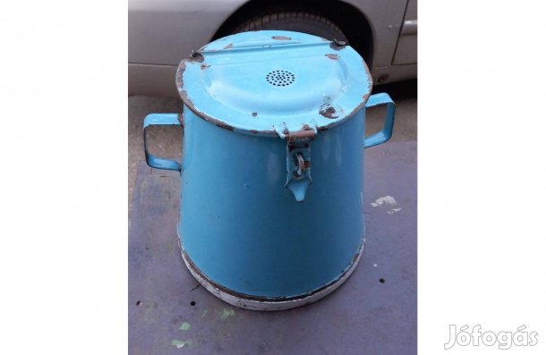 Antik zománcozott zsírosbödön kb 10 L posta is