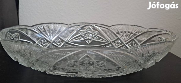 Antikolt kristályüveg gyümölcsös tál (27 cm)
