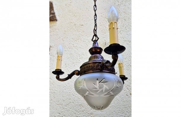 Antikolt réz csillár, 3 karú