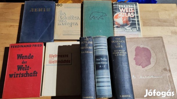 Antikvár könyvgyűjtemény (1930-40-es évek) Angol és német nyelvű