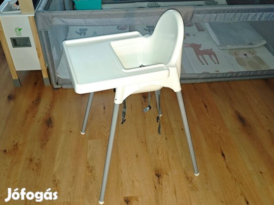 Antilop Etetőszék tálcával, fehér/fehér