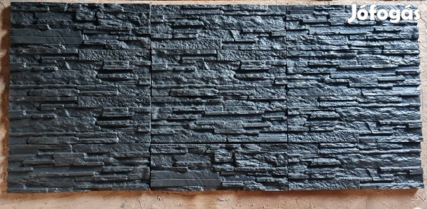 Antracit szürke pattintott kő hatású kül és beltéri falburkolat 