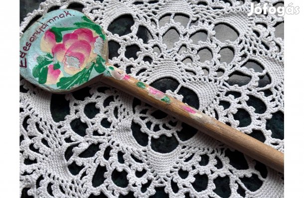 Anyák napi ajándék, festett fakanál, régiség