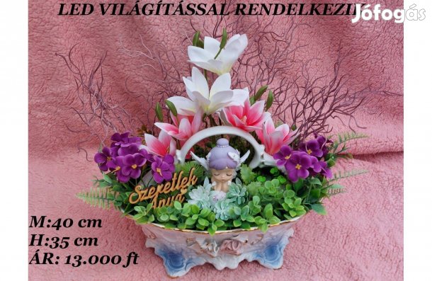 Anyák napi porcelán asztaldísz, gazdagon díszítve