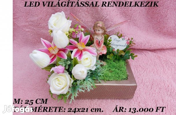 Anyák napi tündéres meseszép dísz. Led világítással