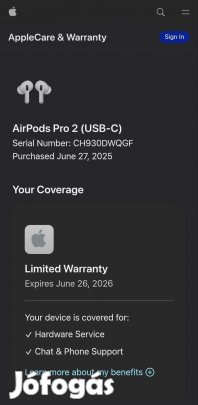 Apple Airpods Pro 2 (2. generáció) - még garanciális, alig használt