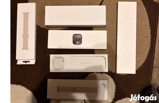 Apple Watch 10 46mm Titán, esim, 3db gyári szíj, gyári asztali dokkoló