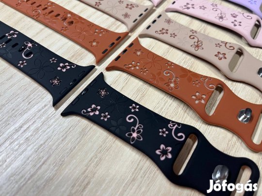 Apple Watch virág mintás gravírozott óraszíj