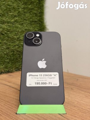 Apple iPhone 15 Kártyafüggetlen 256 GB, 12 hó garancia