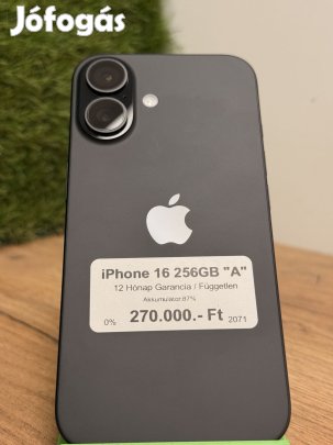 Apple iPhone 16 Kártyafüggetlen 256 GB, 12 hó garancia